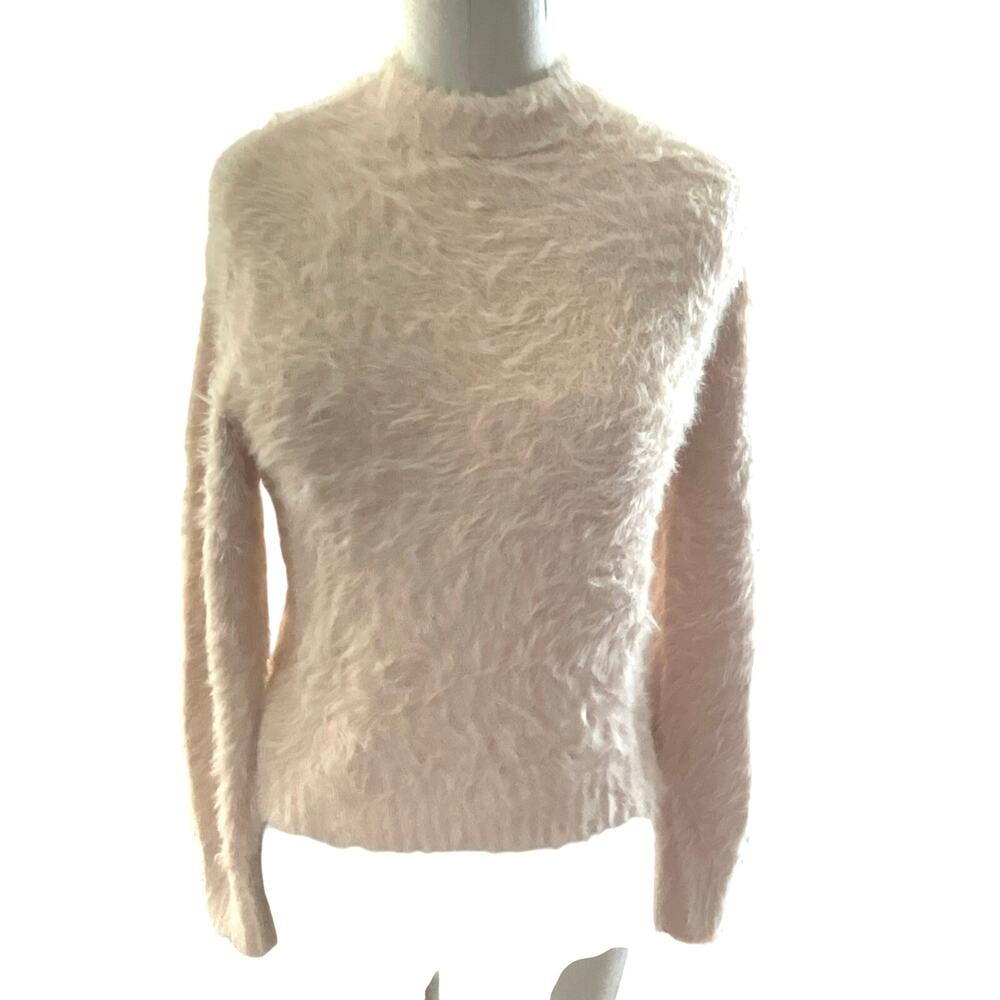 Women’s crewneck eyelash (fuzzy) sweater, peach orange size xs NEW soft - Picture 4 of 6